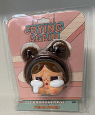 POP MART Crybaby Crying Again Earphone Headset Case Keyring Brown Pink 2024
