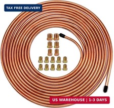 MuHize Upgraded Brake Line Tubing Kit - 25 Ft. of 3/16 Copper Coated Flexible Tu