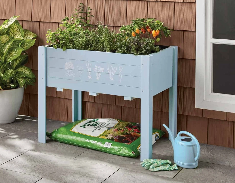 Cama de jardín elevada para niños 30 x 24 x 18 pulgadas cama de jardín elevada de madera para... Foto 2 de 4