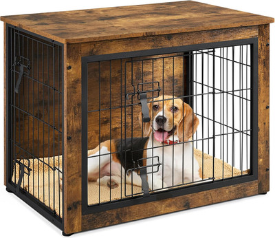 Hundekiste Möbel Beistelltisch mit Kissen & Doppeltüren für Shiba Inus, Bichon