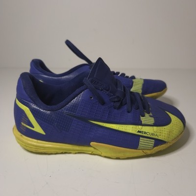 Nike Mercurial Vapor 14 Blau Gelb Fußballschuhe UK 11c Kinder Karton 9