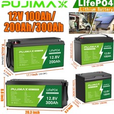 12V 100Ah/200Ah/300Ah LiFePO4 Lithium Battery Deep Cycle BMS for Solar RV Marine