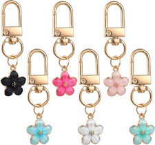 Cute Flower Keychain for Women, 6 Pcs Aesthetic Keychains Purse Charms Zipper Pu