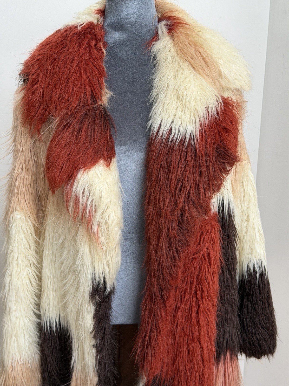 Patchwork Color Block Multicolor Mongolian Faux F… - image 7