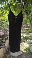 Windsor Black Velvet Plunging V-Neck Sheath Dress M Ladies Women