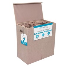 BIRDROCK HOME Tall Double Laundry Hamper Lid, Cream, 25.75 BRD10208