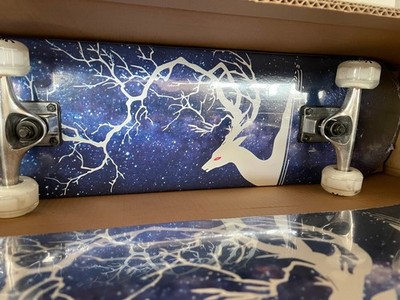 Unibest Skateboard Funboard Holzboard 80x20cm mit LED Leuchtrollen leuchtend