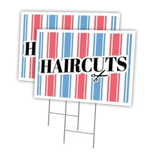 Haircuts Multi-Pack of Yard Signs & Stake Coroplast Barber Shop Beauty Hair Salo