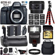 Canon EOS 6D Mark II DSLR Camera With 50mm f/1.8 STM Lens Professional Battery