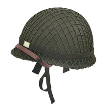 Wxkhv Wwii Us Ww2 Army M1 Green Helmet Steel Shell Net/Canvas Chin Strap