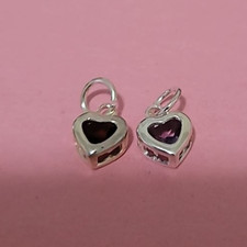Sterling Silver Birthstone Heart CZ Charm Pendant Choose Jan. or Feb. 925 New