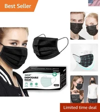 100PCS 3 Ply Black Disposable Face Mask Filter Protection Face Masks