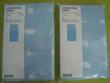 Set of 2 - Crib Duvet Quilt COVERS w/ Pillowcase Set BLUE White Nursery Bedding