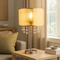 Tischleuchte Tischlampe Nachttischleuchte Gold Wohnzimmerlampe Kristall H 56 Cm