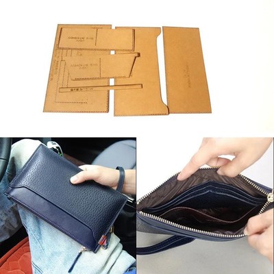 Leather Craft Wallet Kraft Paper Pattern Purse Mold Design Bag Sewing DIY...