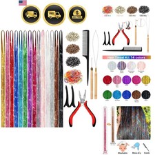 Hair Tinsel Kit 48 Inch,14 Colors, 3500 strands, Tinsel Hair Extensions with ...