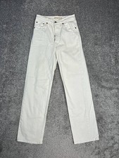 Levis Ribcage Straight Ankle Jeans Women 25 White Cotton Stretch High Rise 24x27