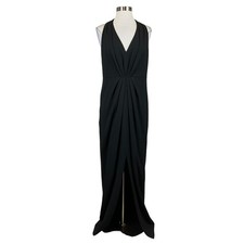 Adrianna Papell Women's Formal Dress Size 10 Black Sleeveless V-Neck Long Gown