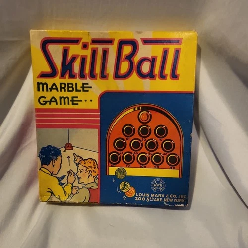 Vintage Toy Skill Ball Marble Game Louis Marx & Co. Original Box USA Used