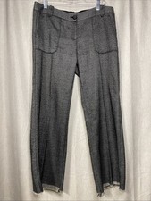 The Limited - Women's Straight Leg Gray Herringbone Dress Pant Size 8 - Raw Hem