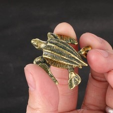 Solid Brass Sea Turtle Figurine Tea Pet Small Ornament Animal Home Decoration