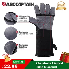 16" TIG Welding Gloves Leather Heat/Fire Resistant MIG Forge Work Gloves Long US