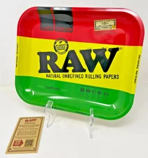 RAW Rolling Papers New RAWSTA Rolling Tray with Rasta Colors Large  13.4”x 10.9"