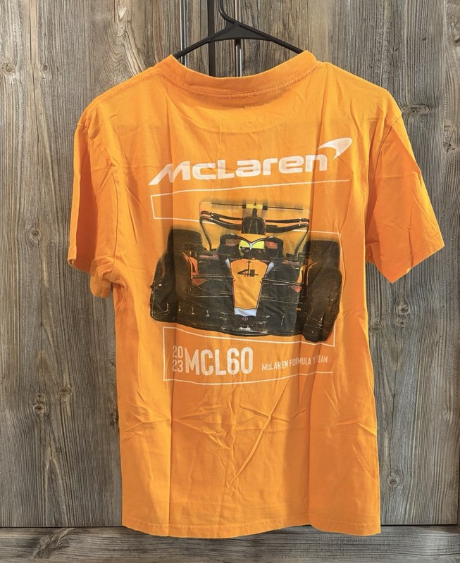 McLaren Men’s Orange Short Sleeve Crew Neck Graphic Logo Formula 1 T-Shirt