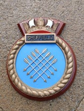 HMS Sheffield- Ship Crest Plaque Badge, Mahogany 822g
