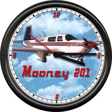 Mooney 201 Airplane Flying Aviation Pilot  Advertising Sign Wall Clock