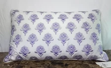 Sky Misty Eucalyptus Embroidered Floral Decorative Bed Pillow 14 x 24" Purple