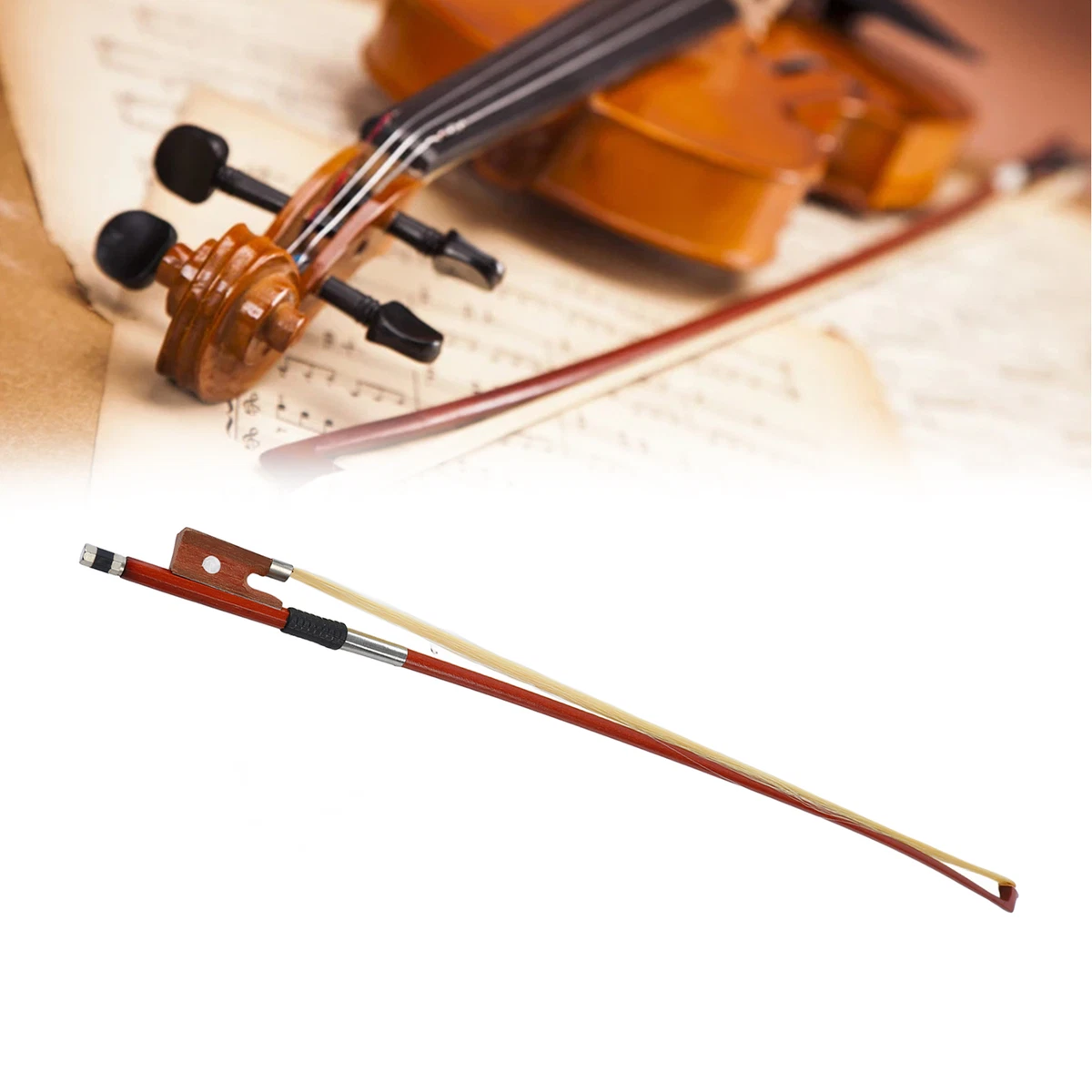 4 4 Horse Hair Violin Bow Straight Arbor Violin Bow Made Fine Comfortable NEW