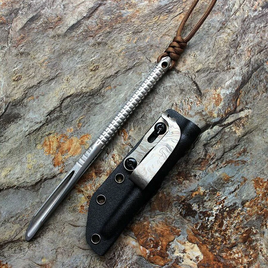 EDC 战术工具实心钛合金茶刀 K鞘 Crowbar 多工具 — 第 3/4 张图片