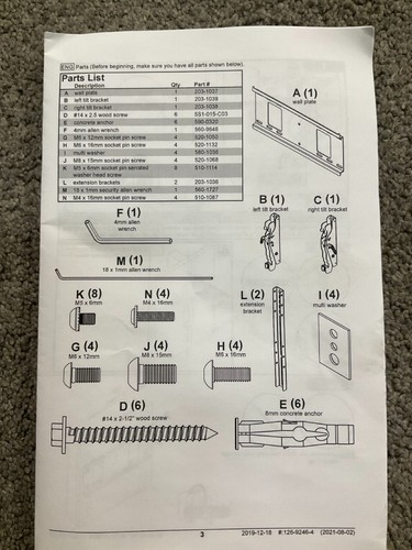 NEC Tilt Wall Mount for 32 to 98" Flat Panel Displays WMK3298T ✅❤️️✅❤️️ Read! - Picture 2 of 8