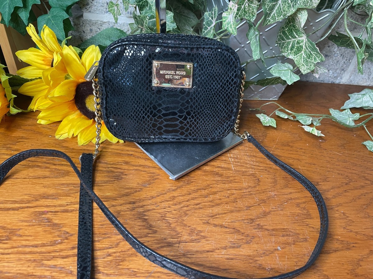 MICHAEL KORS SNAKESKIN EMBOSSED LEATHER MINI CROSSBODY PURSE