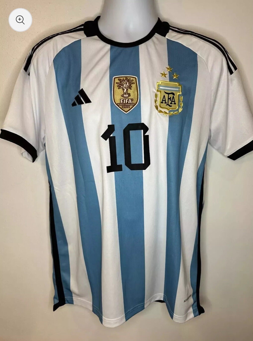 2023  Argentina #10 Messi 3 STAR Home Authentic IV5786 Players Version!