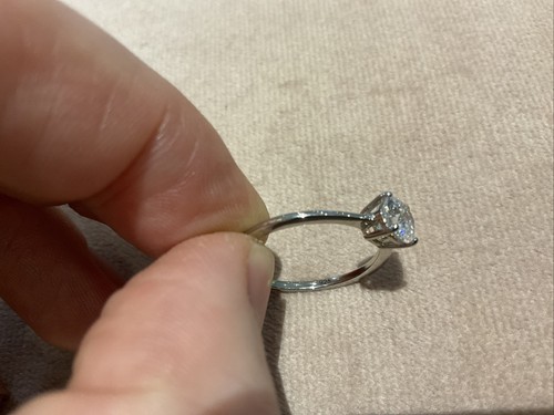 0.66 Carat Lab Created Diamond Round Engagement Ring Platinum Plated 925 S Half - Picture 9 of 9