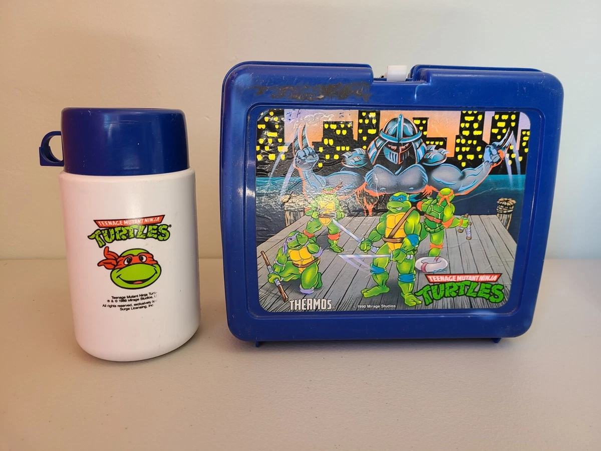 Teenage Mutant Ninja Turtles 1990 Blue Lunchbox with Thermos TMNT