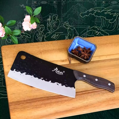 Hand-Forged Bone-Cutting Cleaver Knife - Multipurpose Kitchen Butcher's Tool US