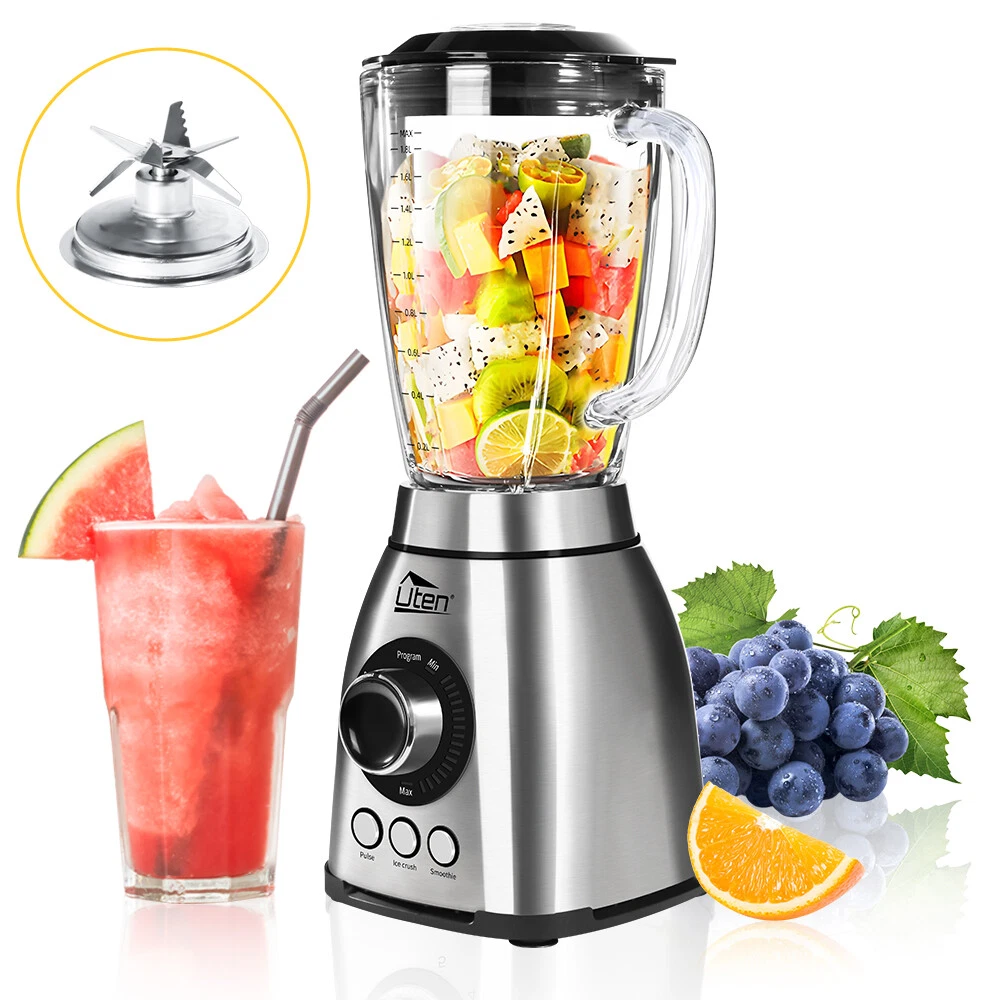 Blender Smoothie Mixer 1.8L/60oz Glass Jug Stainless Steel Ice Crusher Universal