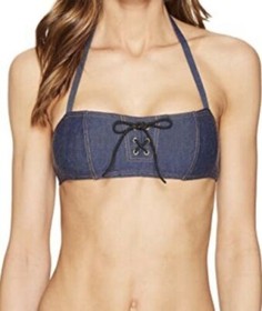 L'AGENT BY AGENT PROVOCATEUR Sophia Denim BIKINI TOP & BRIEF Small UK 10 BNWT