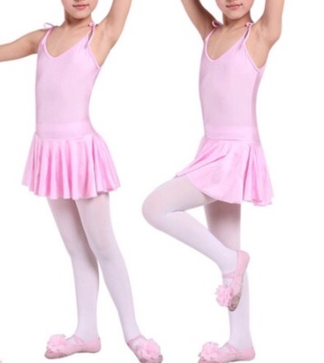NEU Ballett Tanz Kleid mit Rock/Tutu Kinder Turnanzug rosa Mädchen 2/3/4/5/7/8/9 UK