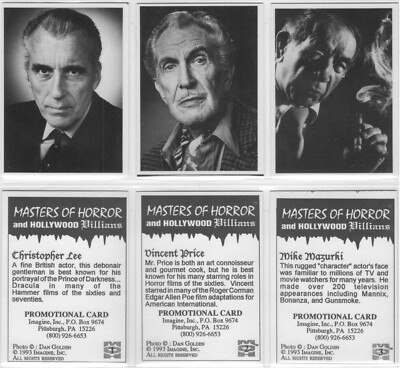 Masters of Horror - promo cards [3] Christopher Lee, Vincent Price, Mike Mazurki