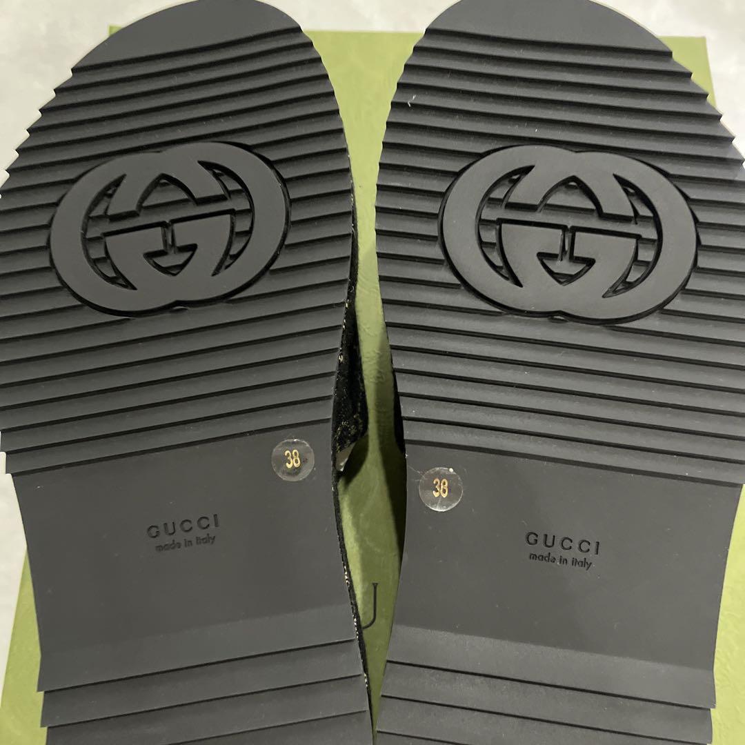 GUCCI Women's Platform Slide Sandal GG Jacquard Denim Black GUCCI Women's Platform Slide Sandal GG Jacquard Denim Black
