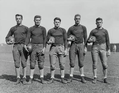 Backfield Position Candidates Posing Together - Harvard Opens Foot - Old Photo