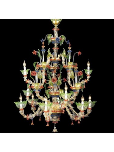 ORIGINAL WARRANTY MADE IN ITALY 7545/6+3 MURANO DI VENICE 12 LIGHT CHANDELIER - Picture 1 of 2