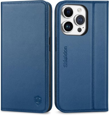 SHIELDON Hülle für iPhone 15 Pro, Schutzhülle [Rindsleder] Königsblau 