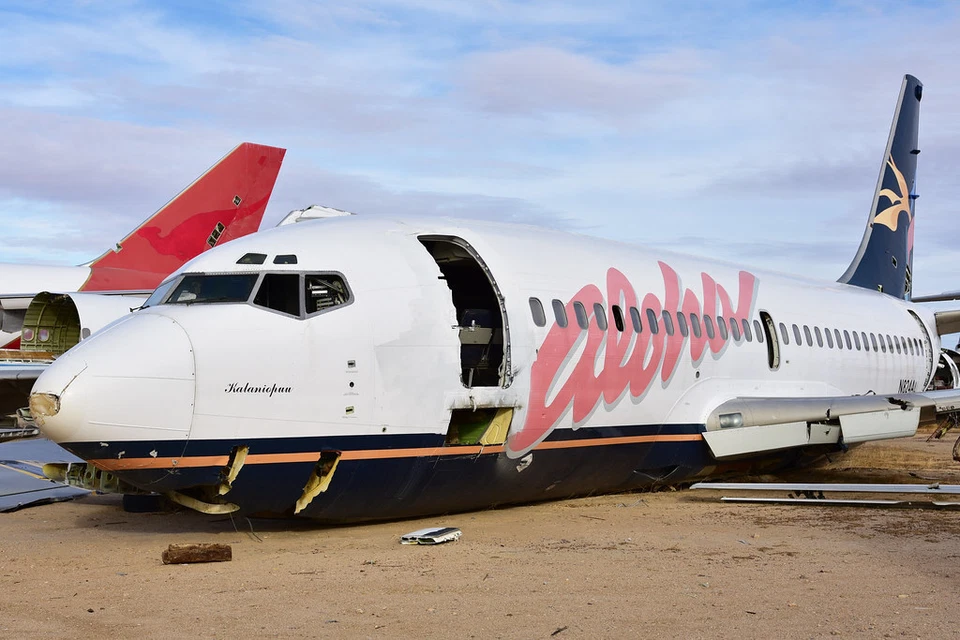 Aloha Airlines Boeing 737-200 Cola #N824AL Metal Azul Naranja Avión Recubrimiento Bolsa Etiqueta Foto 3 de 4