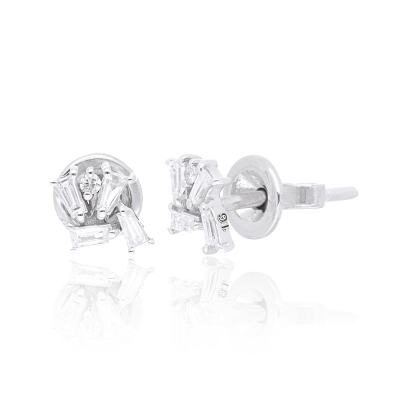 Diamond Stud Earrings 0.20 Ct Baguette Brilliant Cut 10K White Gold Jewelry Gift