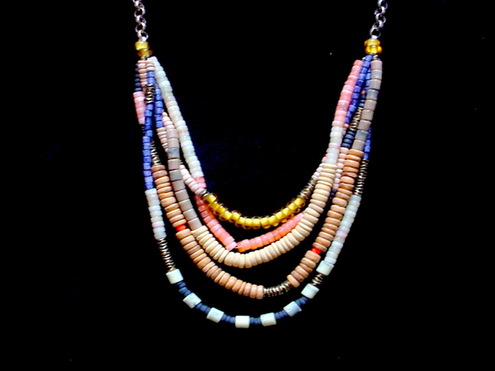 MULTISTRAND BOHO CHIC NECKLACE MULTICOLOR MIXED M… - image 4